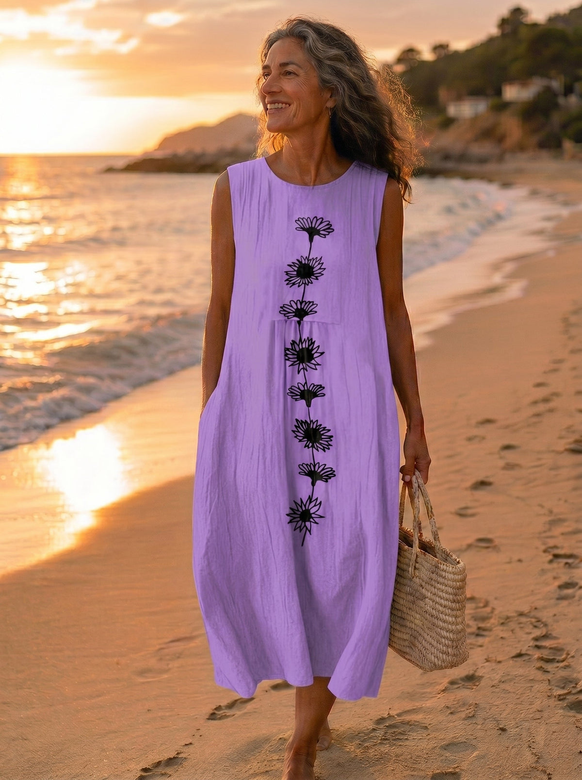 Vestido Midi Floral Violeta