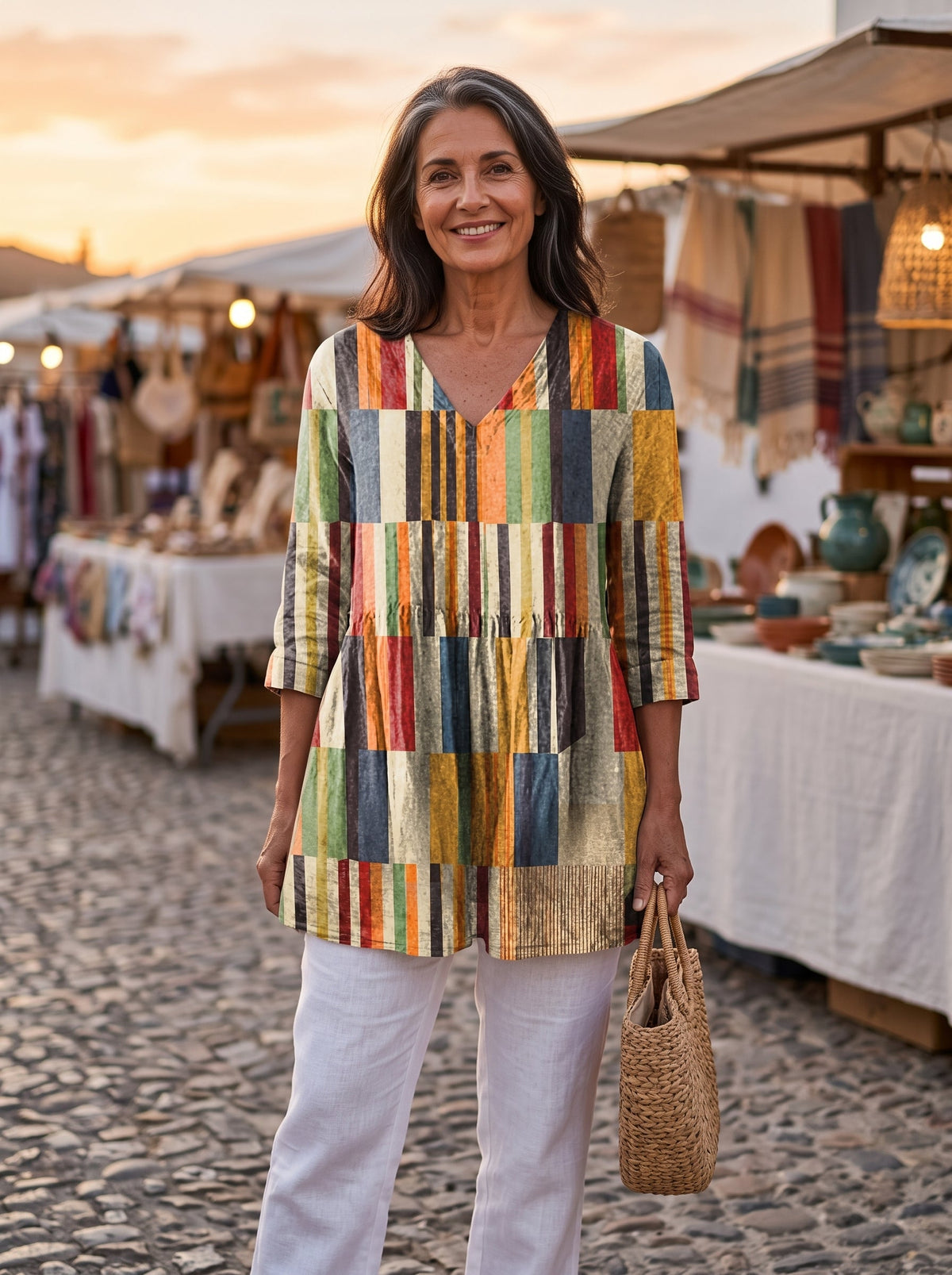 Blusa Amplia con Diseño Vibrante
