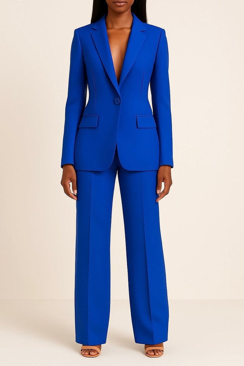 Conjunto Chaqueta Americana Entallada, Pantalón Pierna Ancha