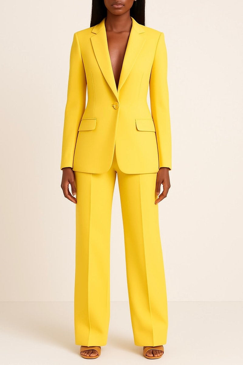 Conjunto Chaqueta Americana Entallada, Pantalón Pierna Ancha