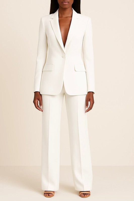 Conjunto Chaqueta Americana Entallada, Pantalón Pierna Ancha