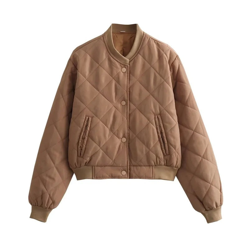Chaqueta Bomber Acolchada para Mujer, Cuello Redondo