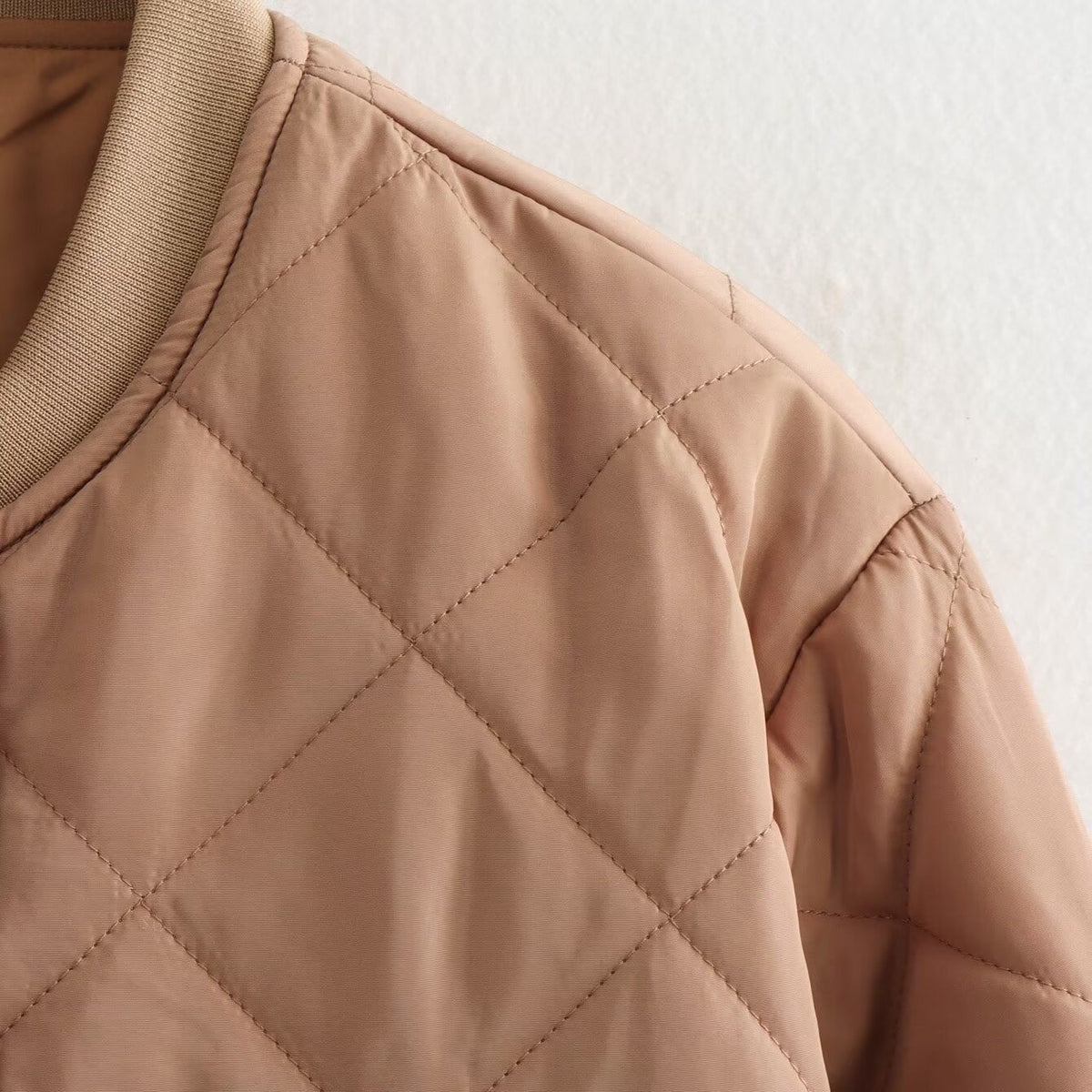 Chaqueta Bomber Acolchada para Mujer, Cuello Redondo