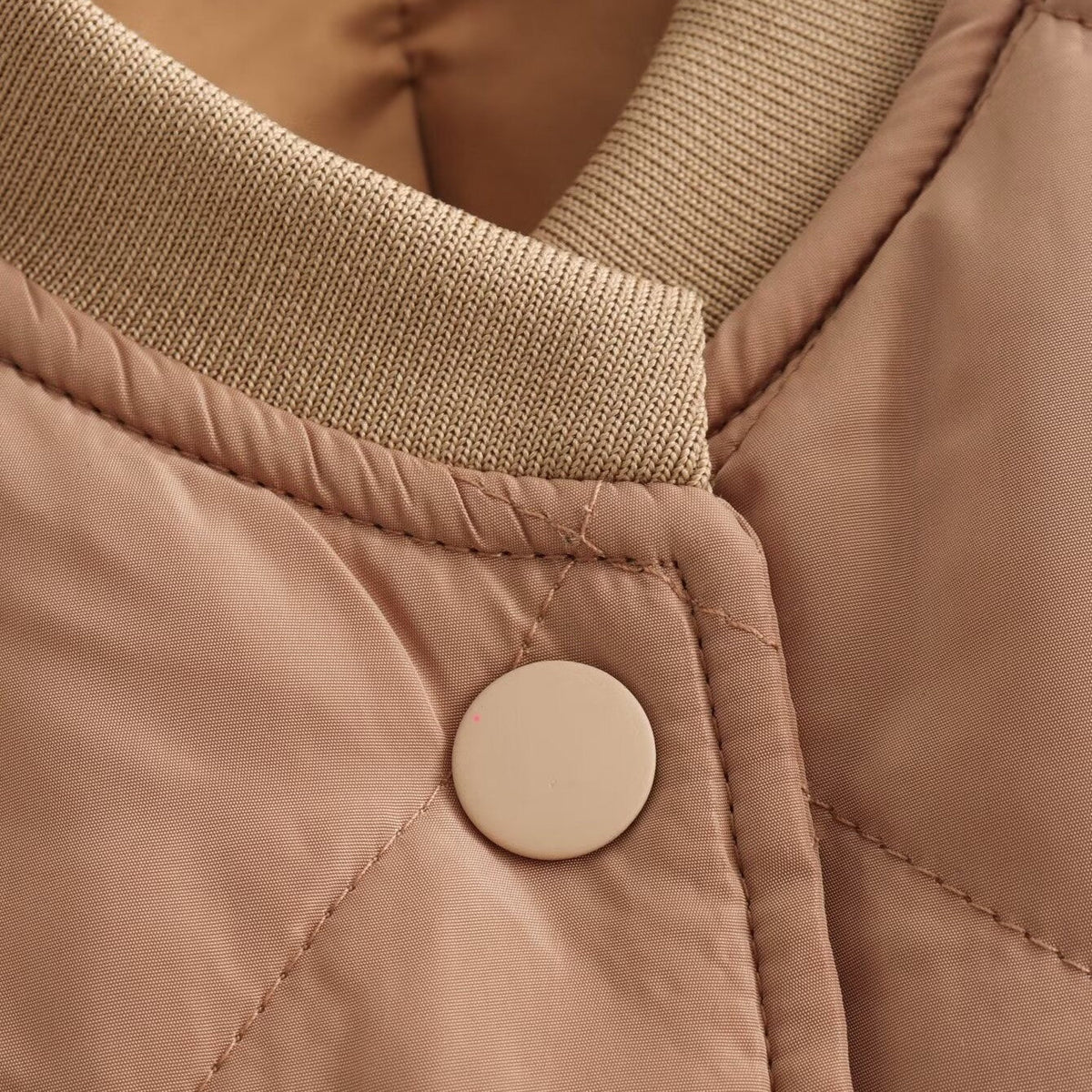 Chaqueta Bomber Acolchada para Mujer, Cuello Redondo