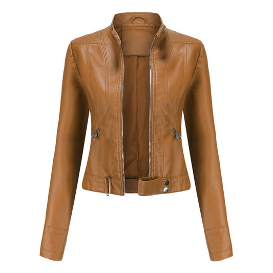 Alma | Chaqueta Motera Mujer de Polipiel Cuello Mao Cremallera