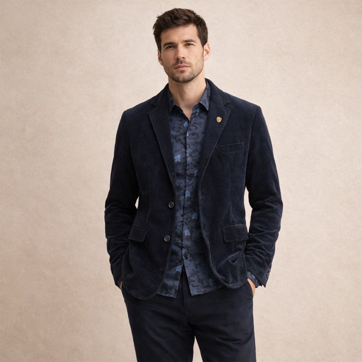 Blazer de Pana con Forro Estampado