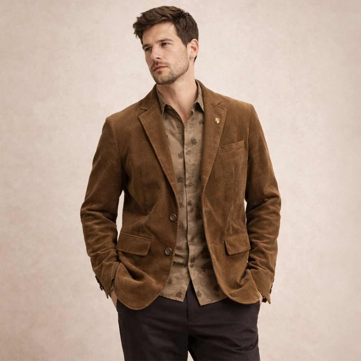Blazer de Pana con Forro Estampado