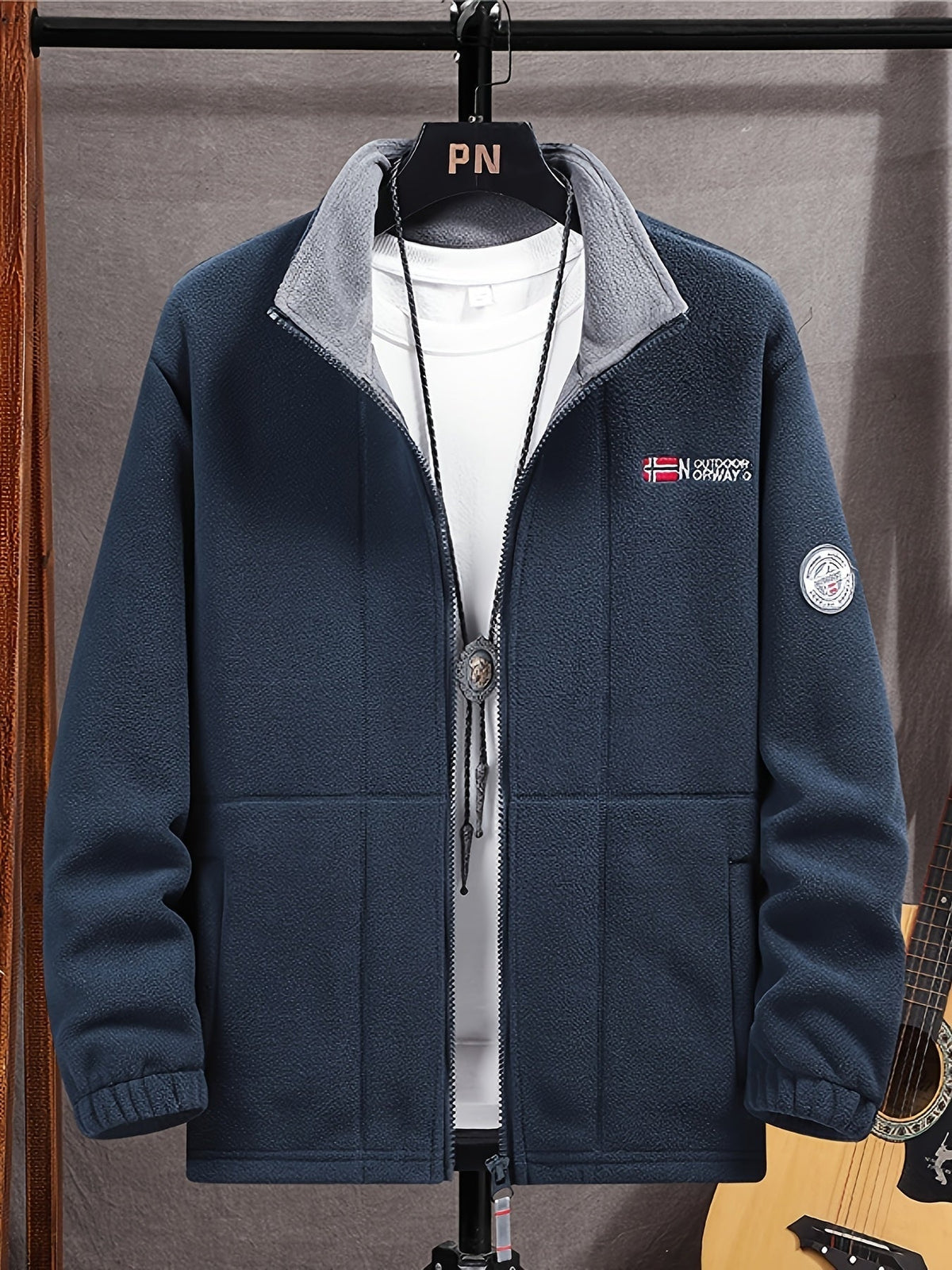 Chaqueta Polar para Hombre, Cuello Alto