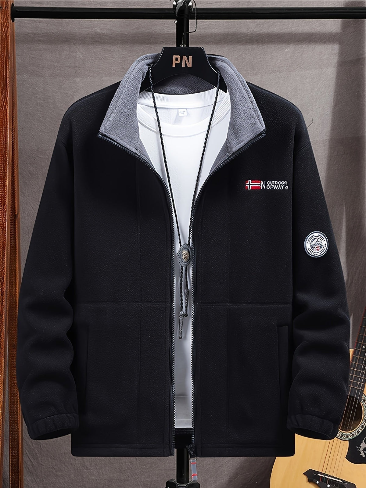 Chaqueta Polar para Hombre, Cuello Alto