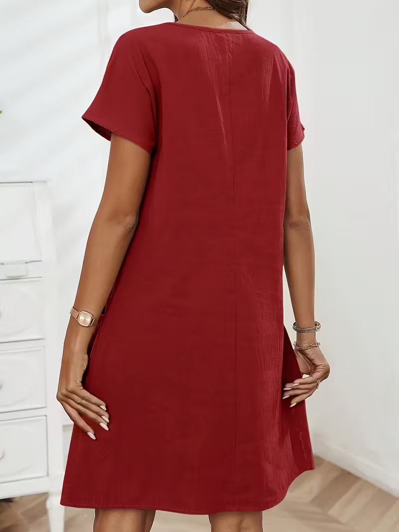 Vestido Amplio Cómodo con Cremallera y Bolsillos