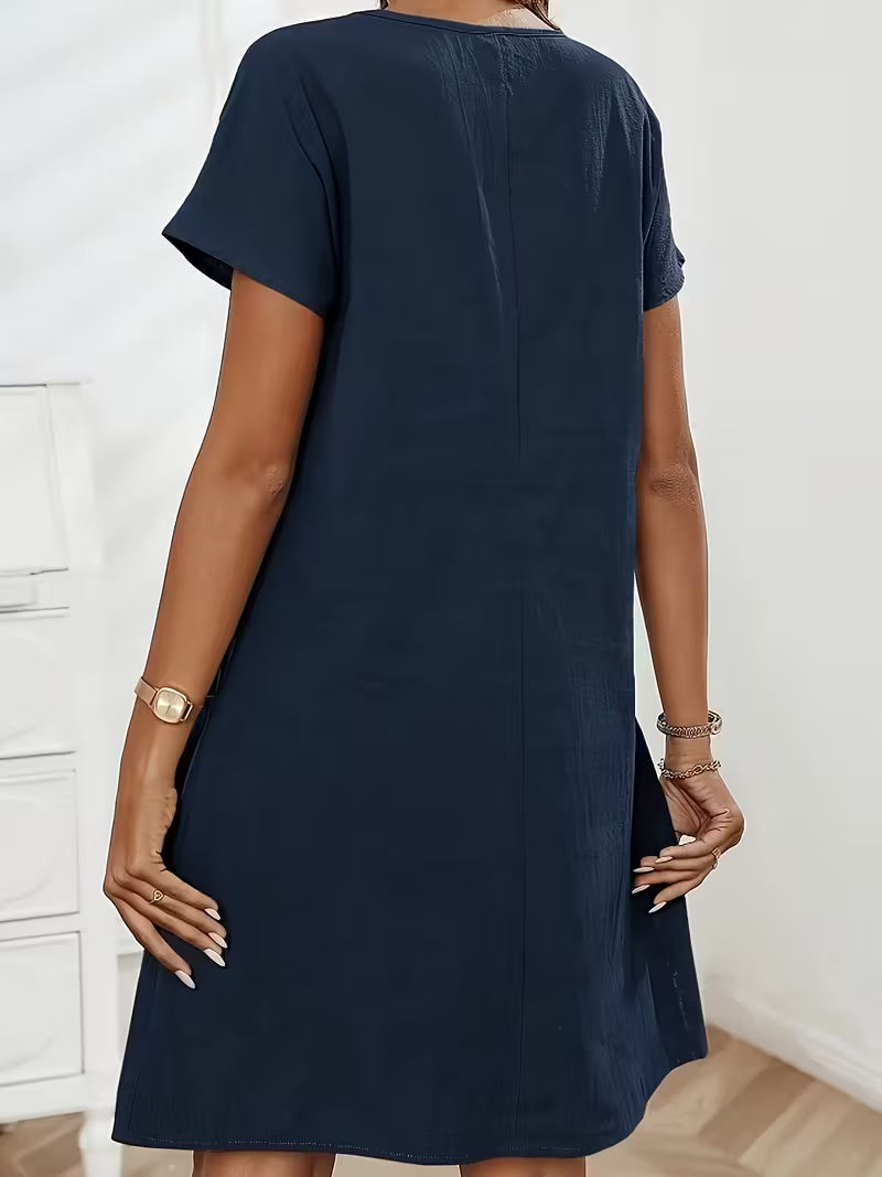 Vestido Amplio Cómodo con Cremallera y Bolsillos