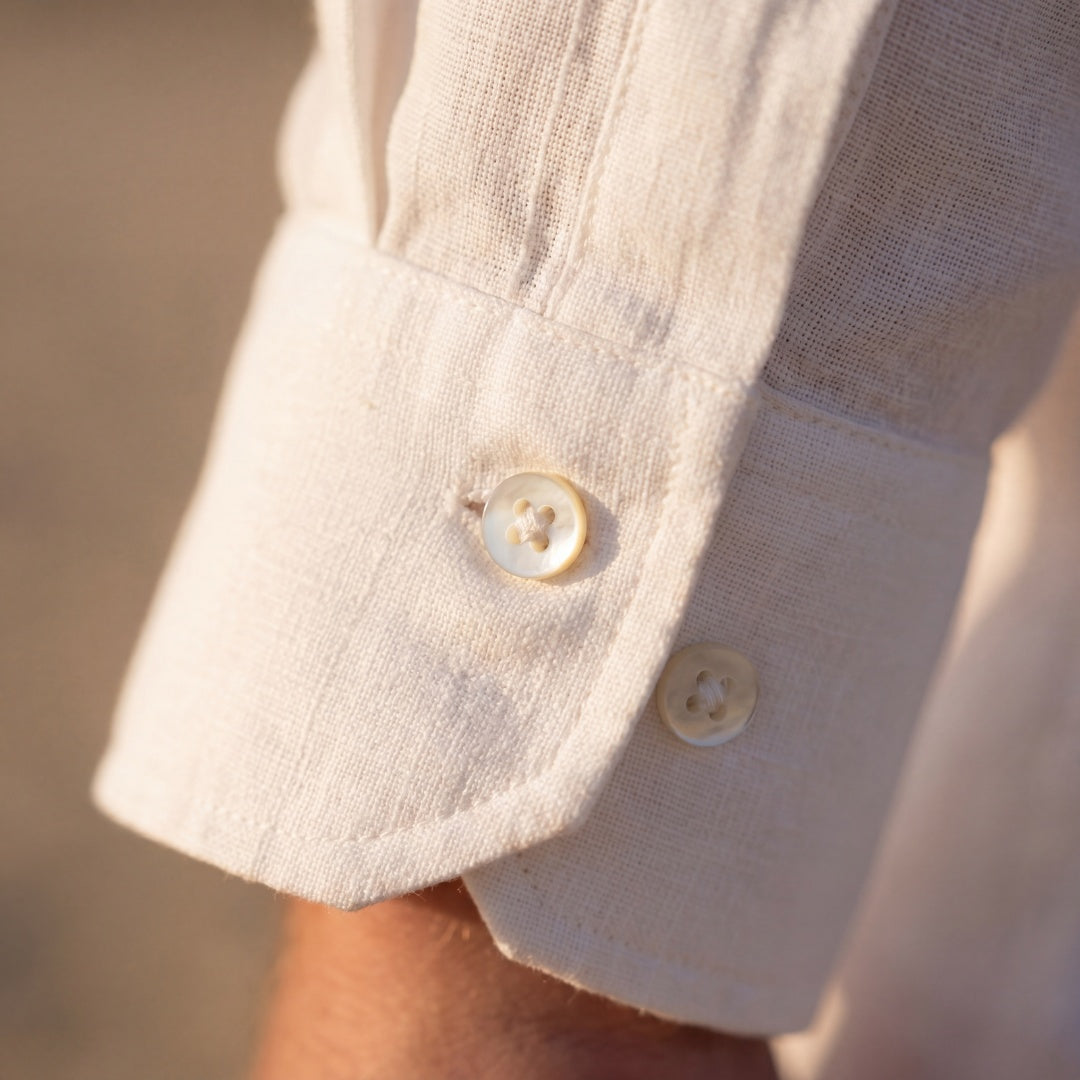 Camisa de Lino Manga Larga con Bolsillo