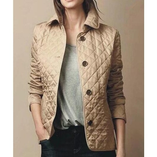Cazadora Acolchada para Mujer, Cuello Solapa