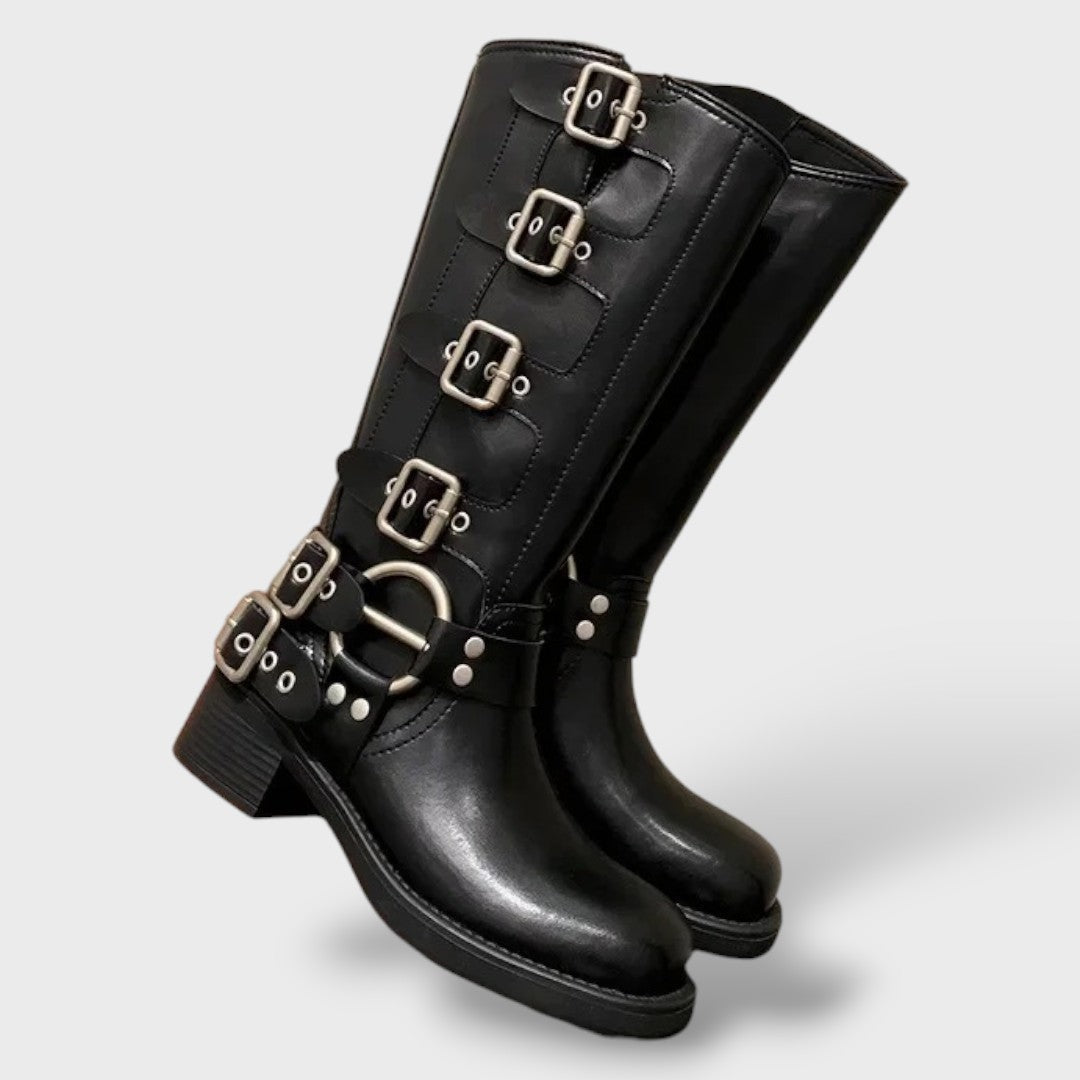 Botas Camperas de Cuero Caña Alta Hebillas