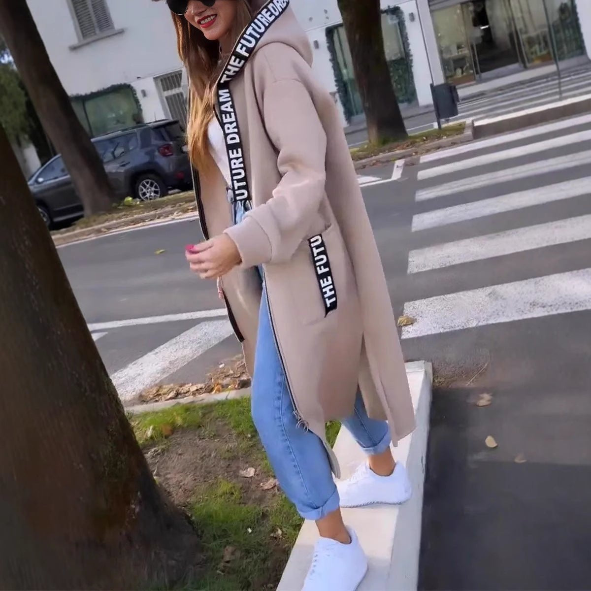 Parka Larga Oversize con Capucha, Detalle de Letras
