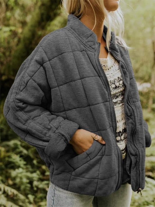 Chaqueta Bomber Acolchada para Mujer, Cuello Alzado