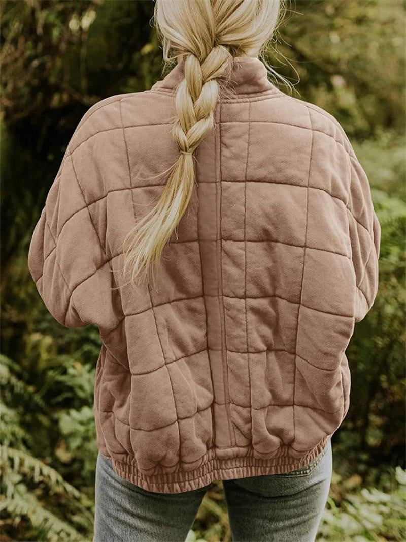 Chaqueta Bomber Acolchada para Mujer, Cuello Alzado