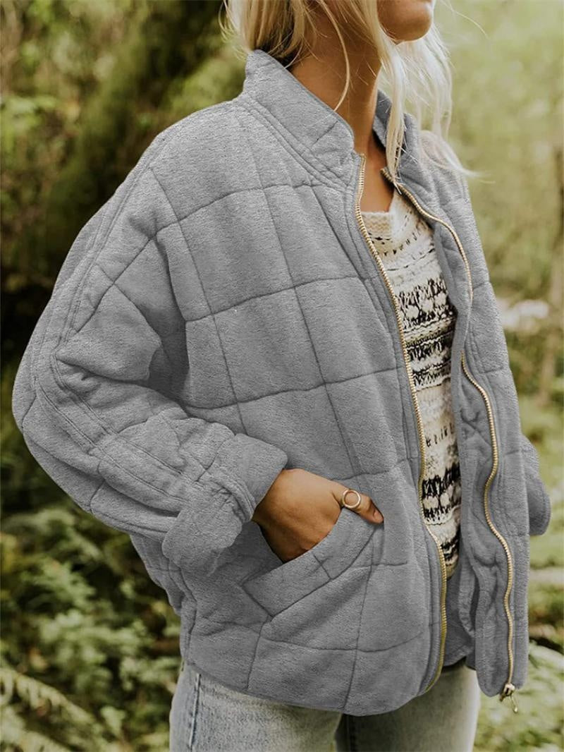 Chaqueta Bomber Acolchada para Mujer, Cuello Alzado