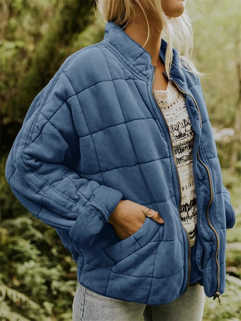 Chaqueta Bomber Acolchada para Mujer, Cuello Alzado