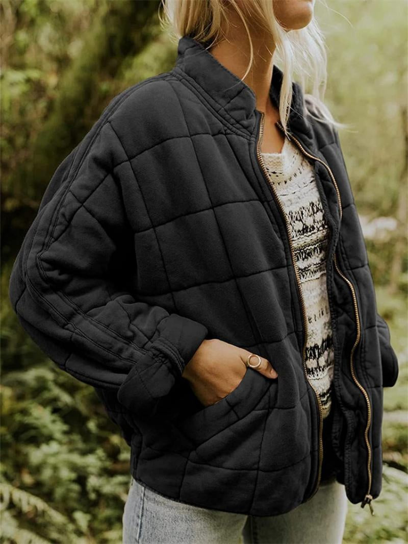 Chaqueta Bomber Acolchada para Mujer, Cuello Alzado