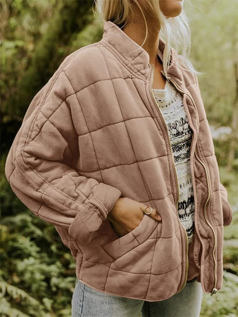 Chaqueta Bomber Acolchada para Mujer, Cuello Alzado