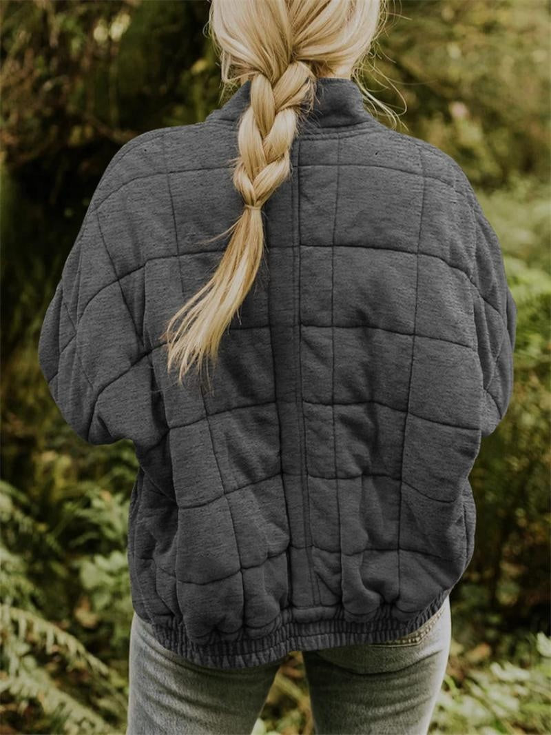 Chaqueta Bomber Acolchada para Mujer, Cuello Alzado