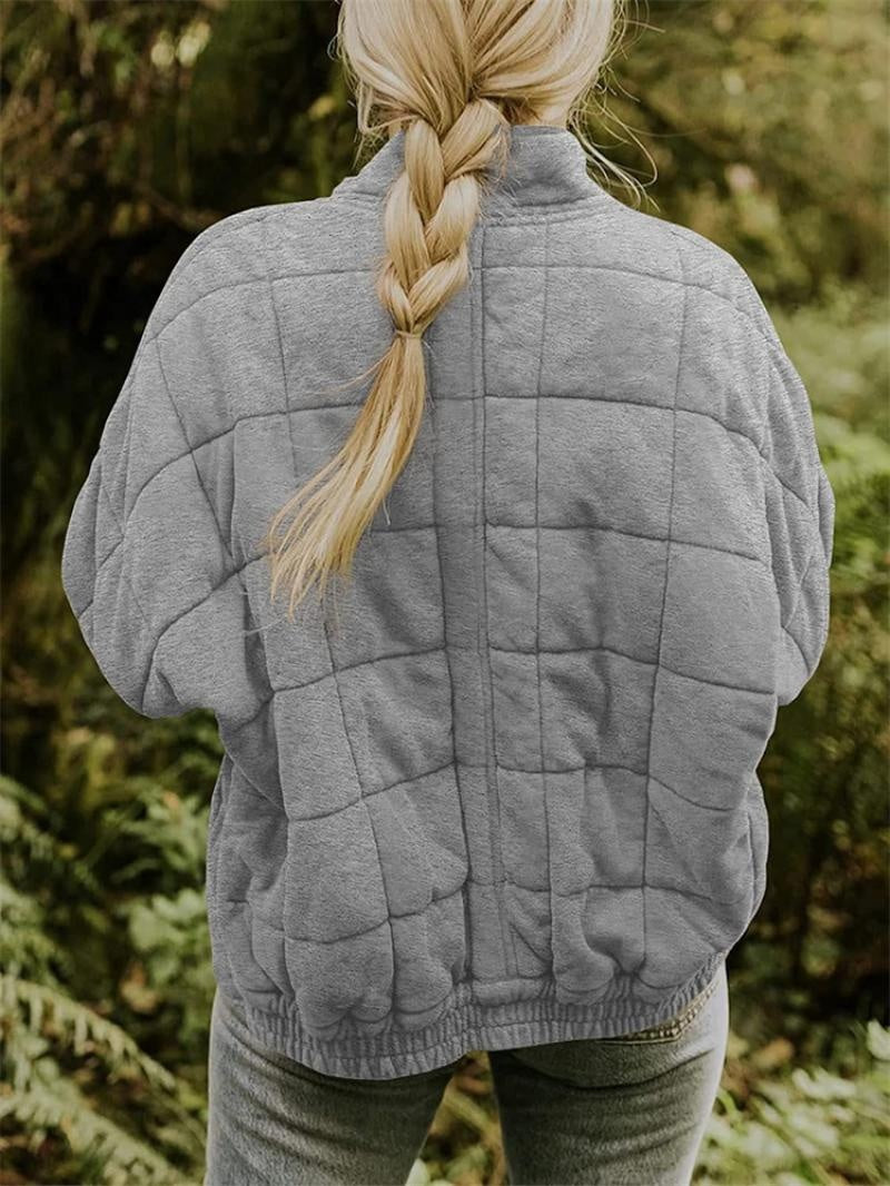 Chaqueta Bomber Acolchada para Mujer, Cuello Alzado