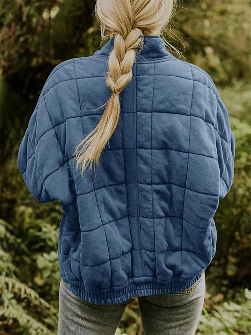 Chaqueta Bomber Acolchada para Mujer, Cuello Alzado