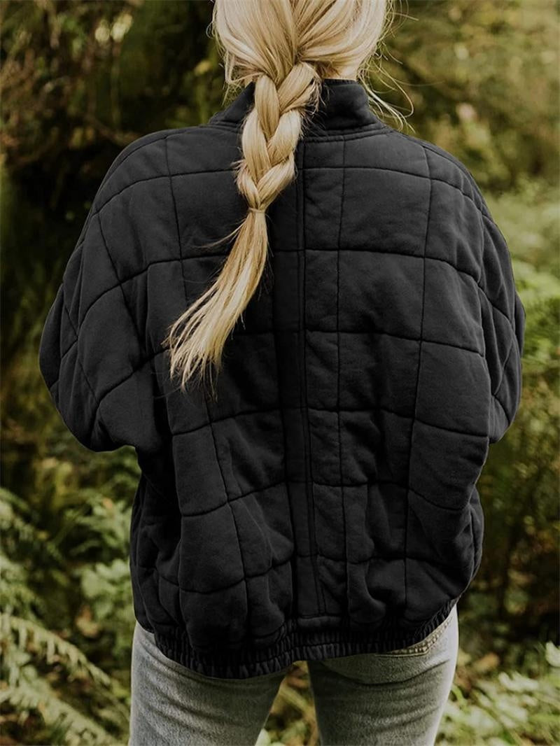 Chaqueta Bomber Acolchada para Mujer, Cuello Alzado