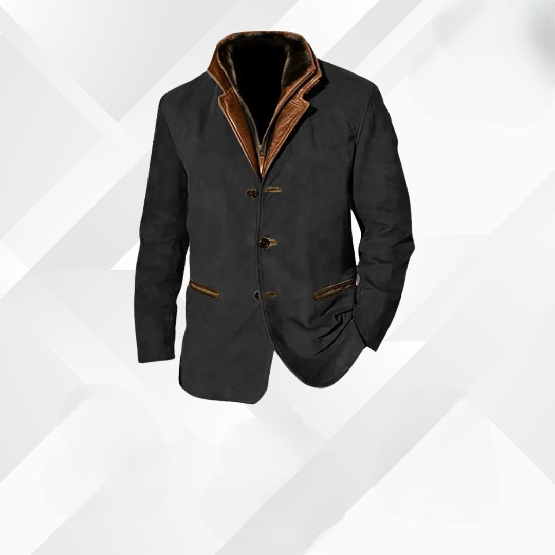 Chaqueta de Ante para Hombre con Detalles de Cuero