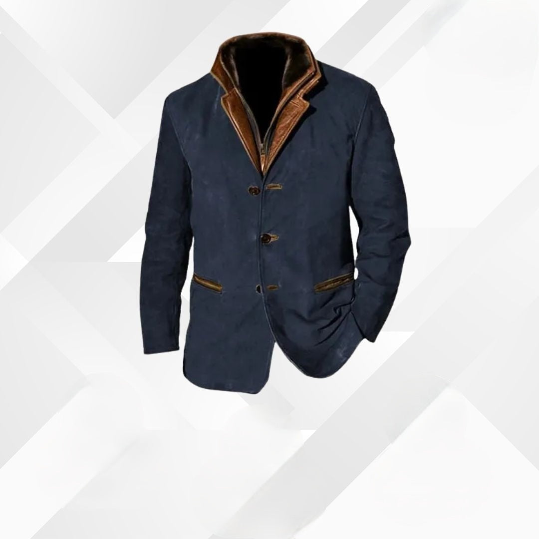 Chaqueta de Ante para Hombre con Detalles de Cuero