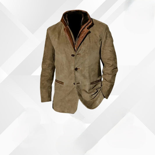 Chaqueta de Ante para Hombre con Detalles de Cuero