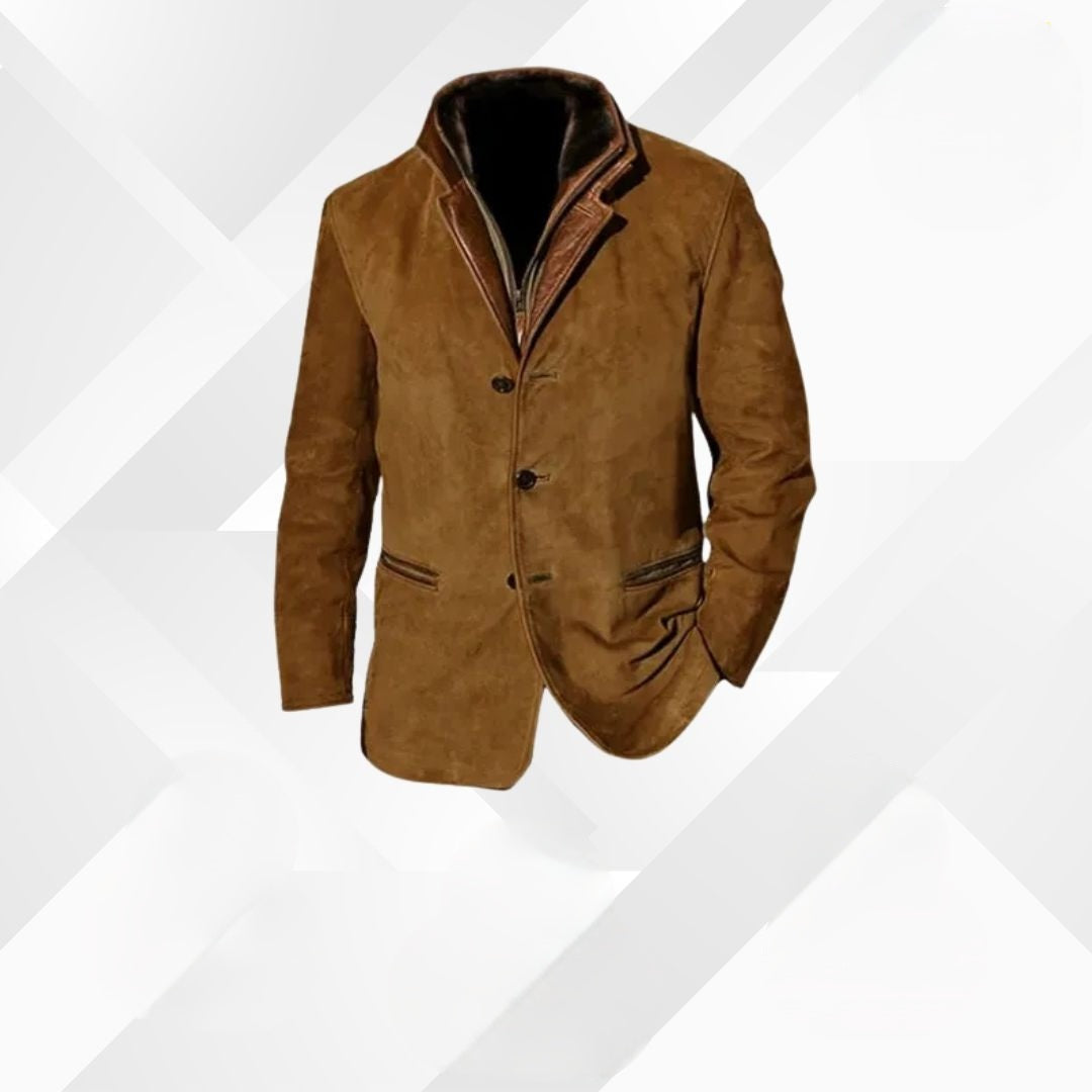 Chaqueta de Ante para Hombre con Detalles de Cuero