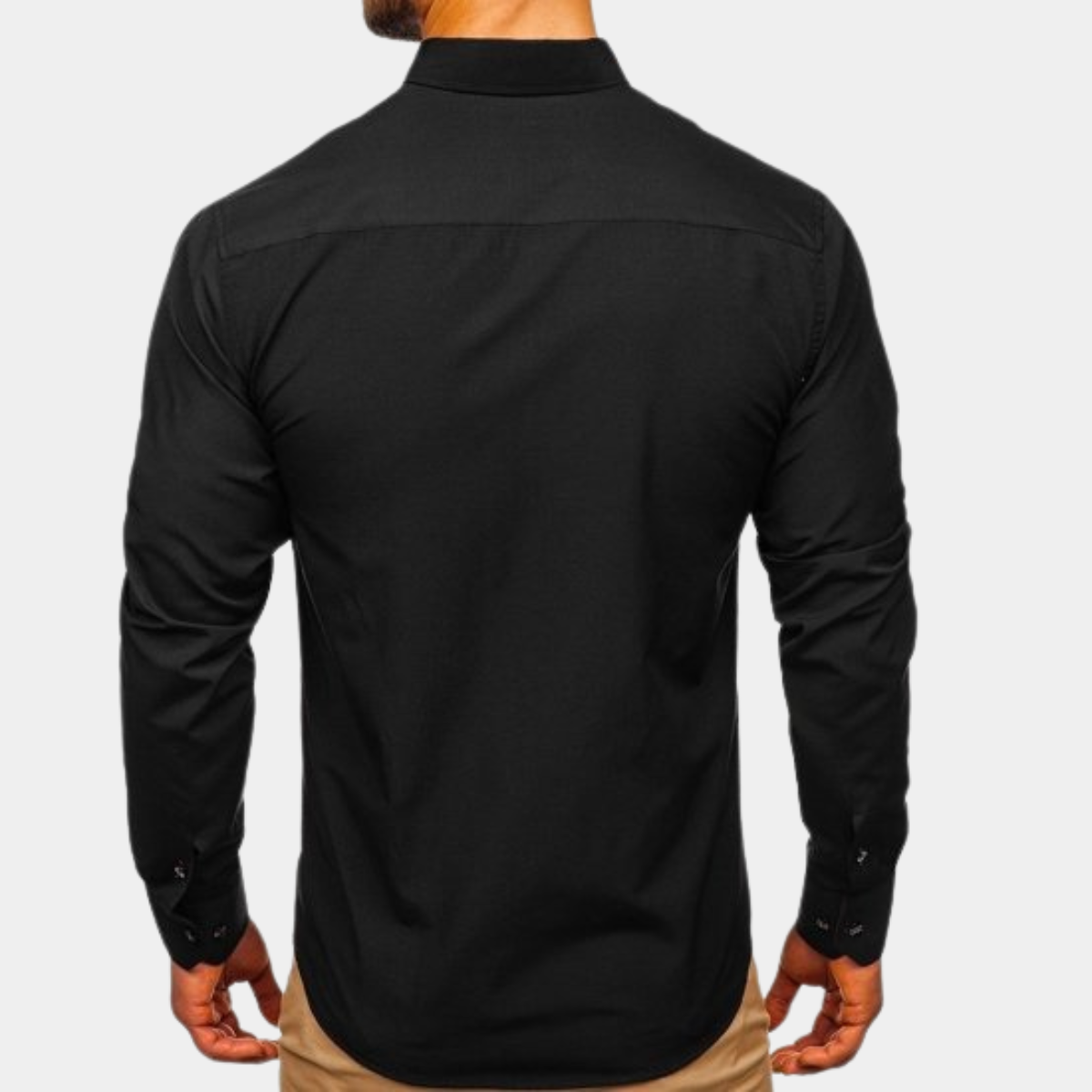 Camisa de Manga Larga Elegante Cuello Contraste
