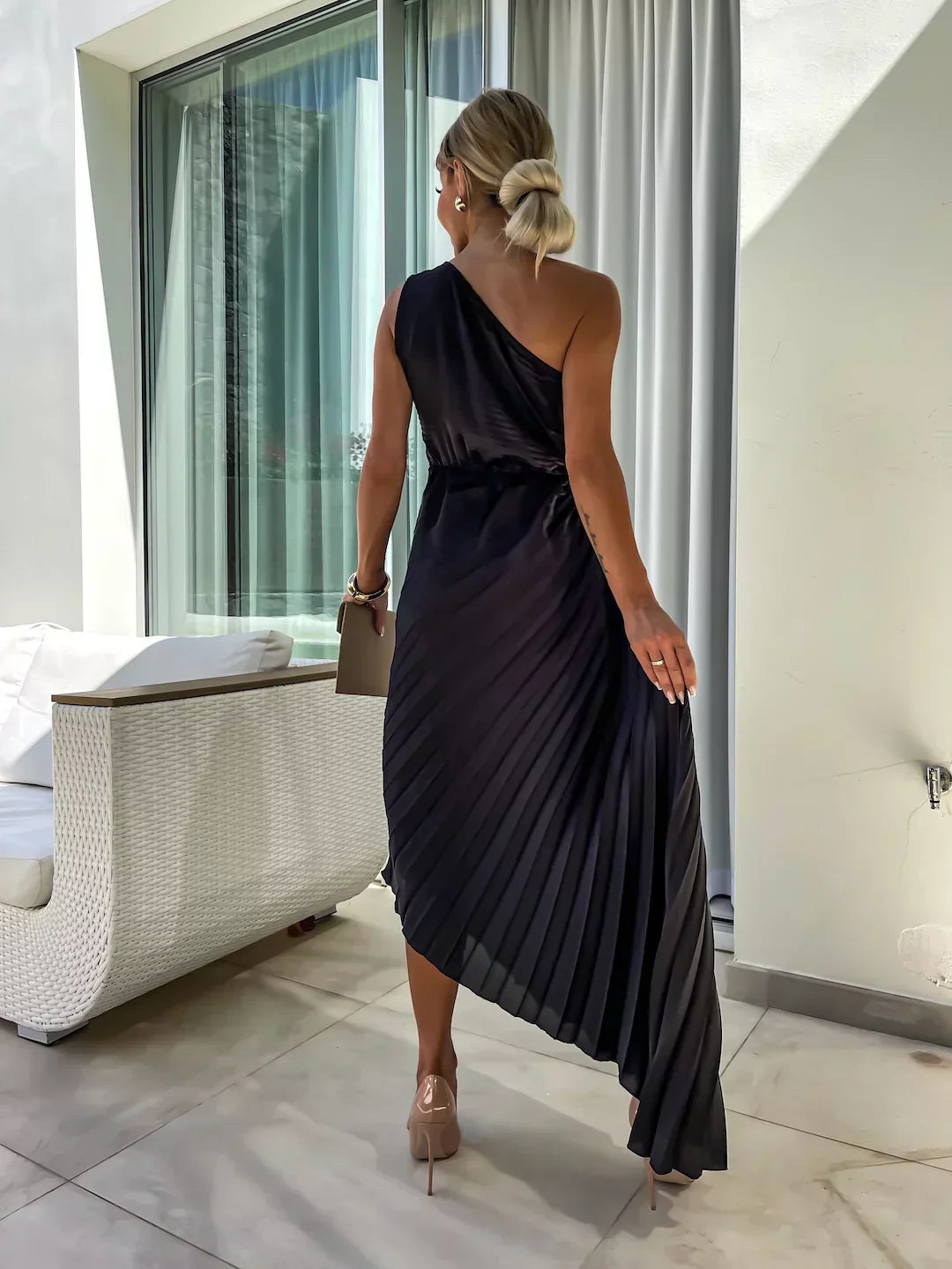 Vestido Maxi Floral de Un Hombro