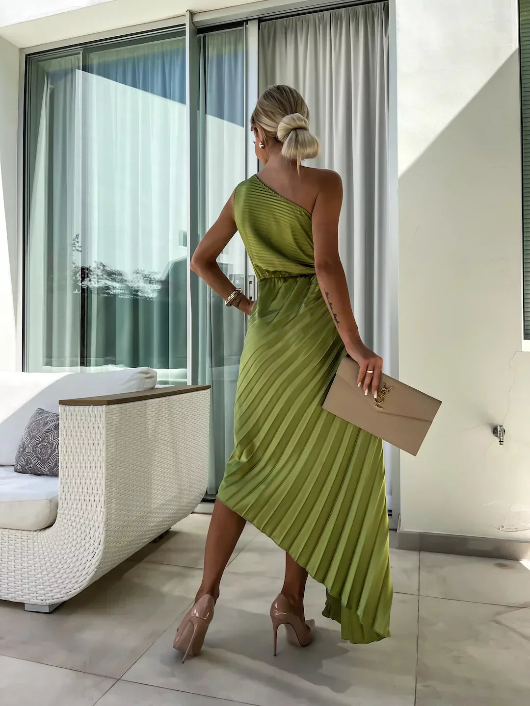 Vestido Maxi Floral de Un Hombro