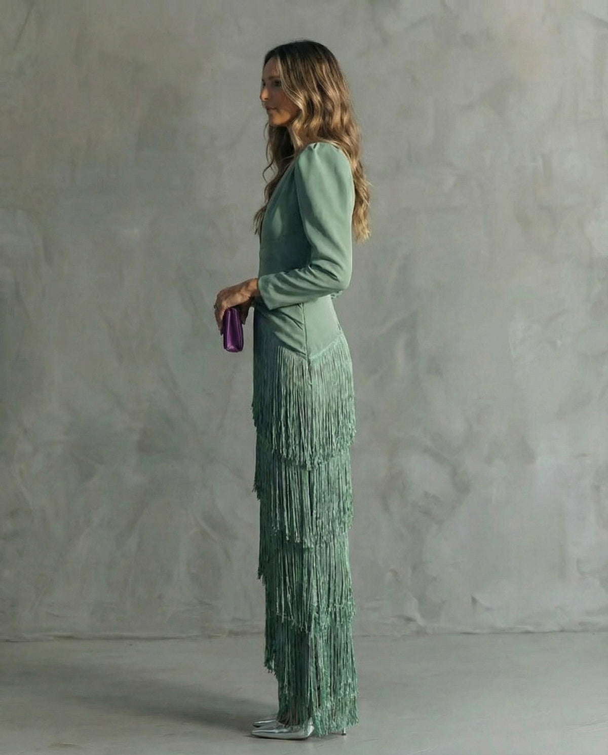 Vestido Ajustado con Flecos