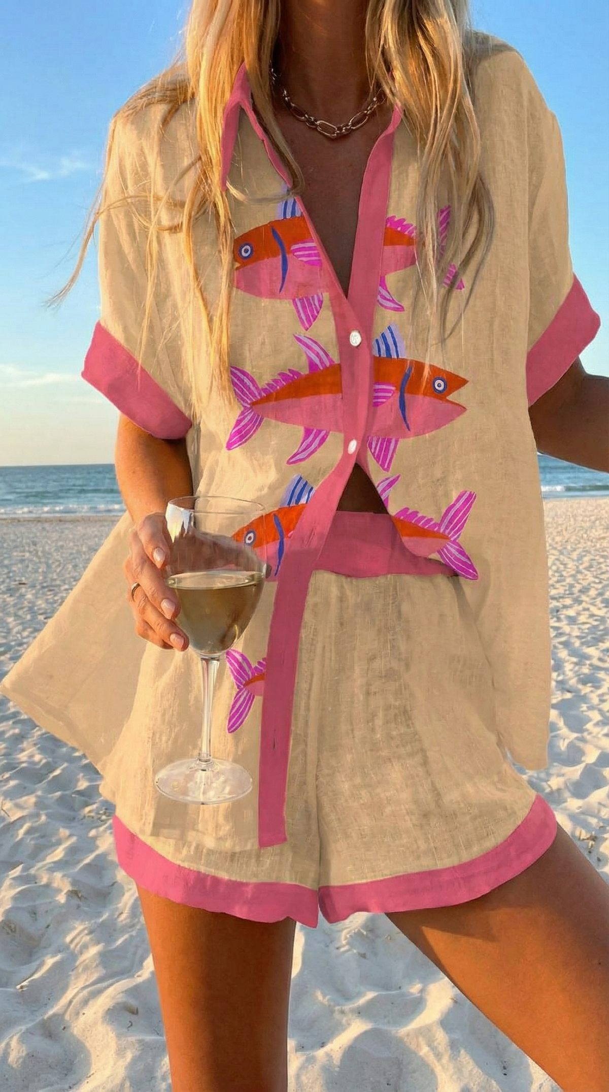 Conjunto Coordinado de Verano Estilo Mediterráneo Lino Natural