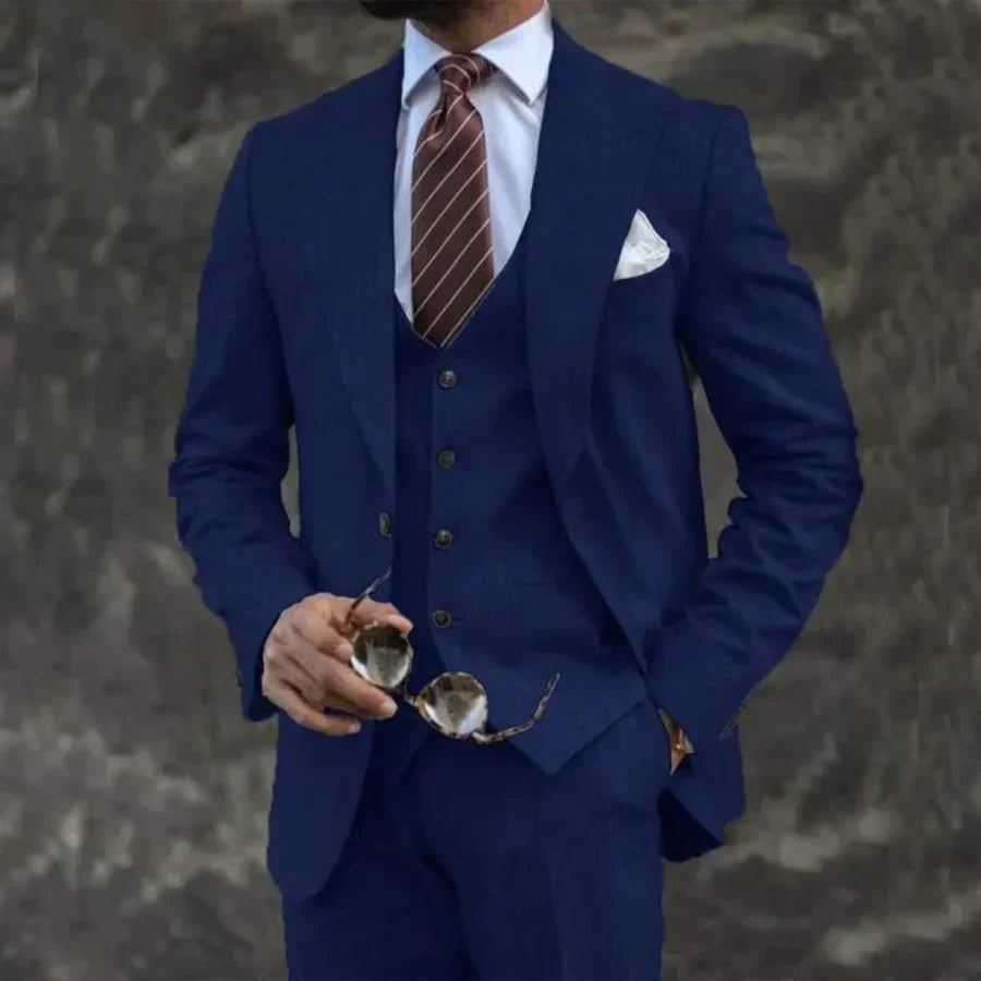 Traje de Tres Piezas Slim Fit Blazer Chaleco