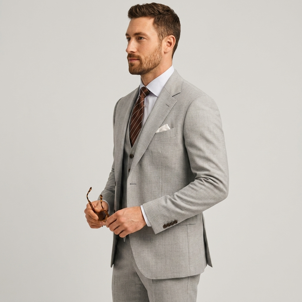 Traje de Tres Piezas Slim Fit Blazer Chaleco