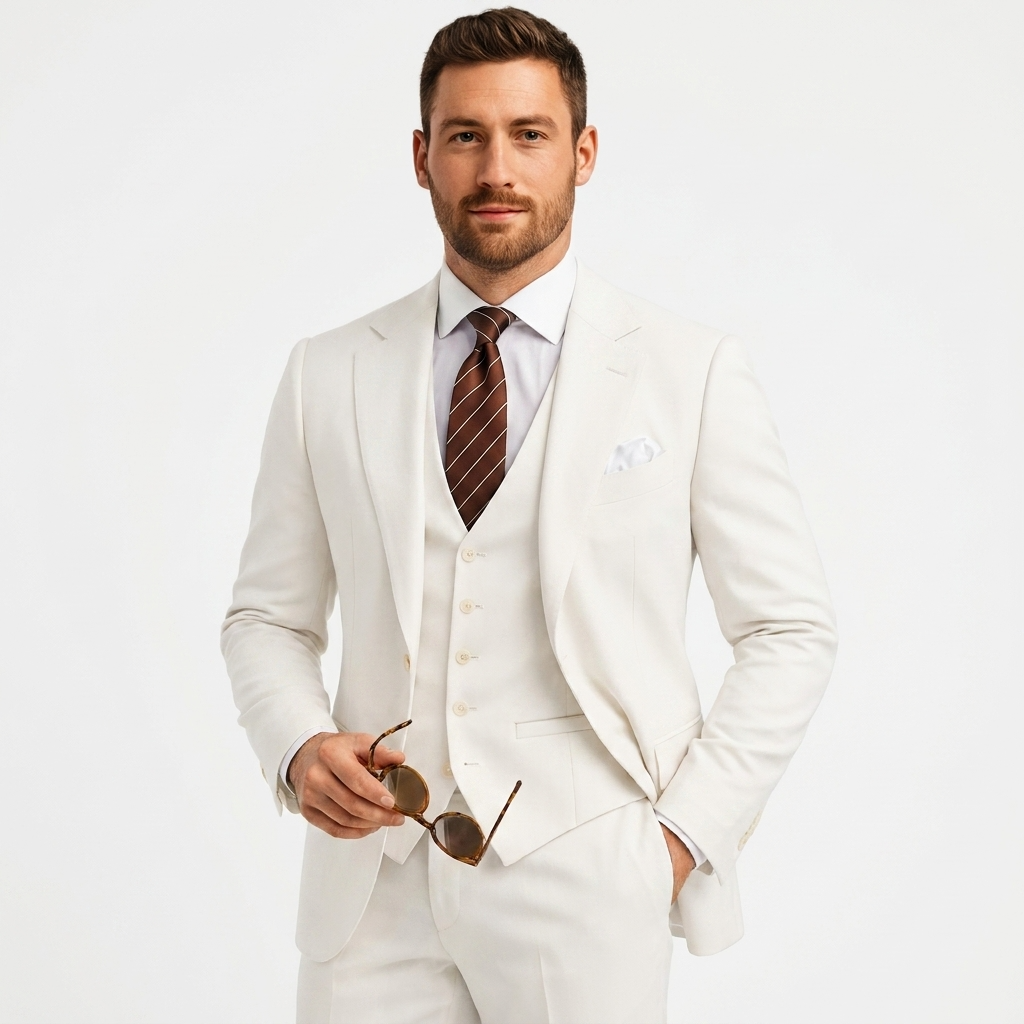 Traje de Tres Piezas Slim Fit Blazer Chaleco
