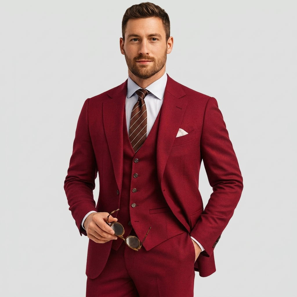 Traje de Tres Piezas Slim Fit Blazer Chaleco