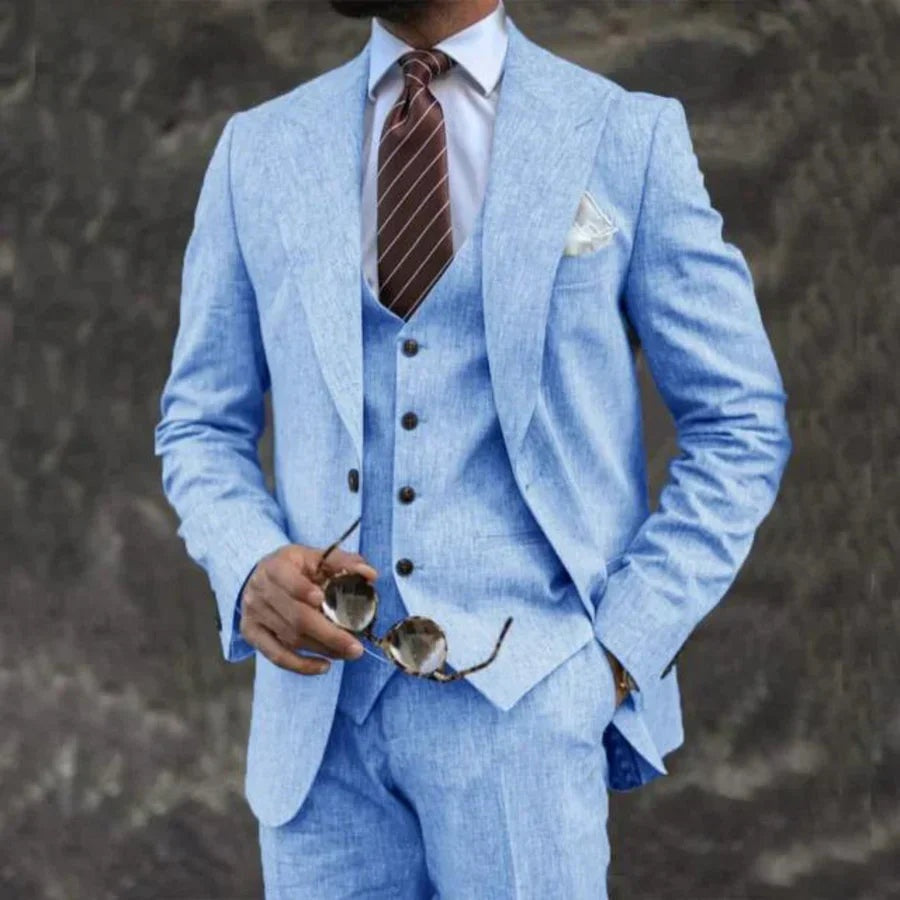 Traje de Tres Piezas Slim Fit Blazer Chaleco