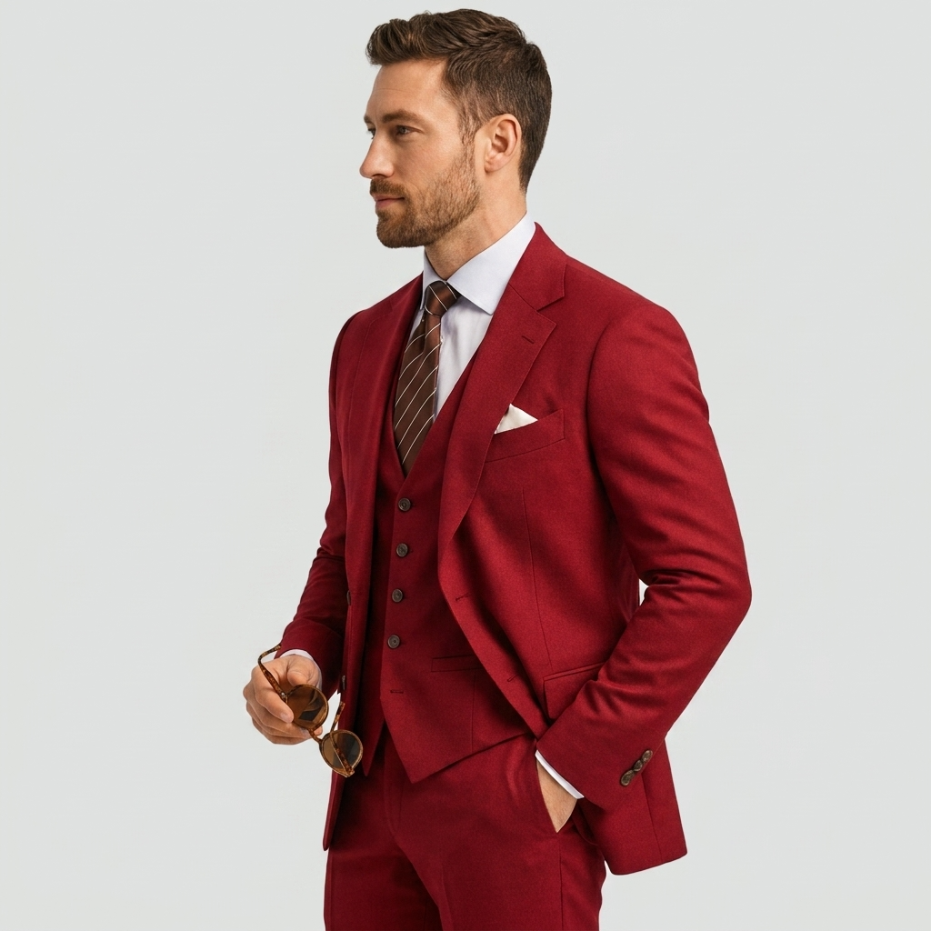 Traje de Tres Piezas Slim Fit Blazer Chaleco