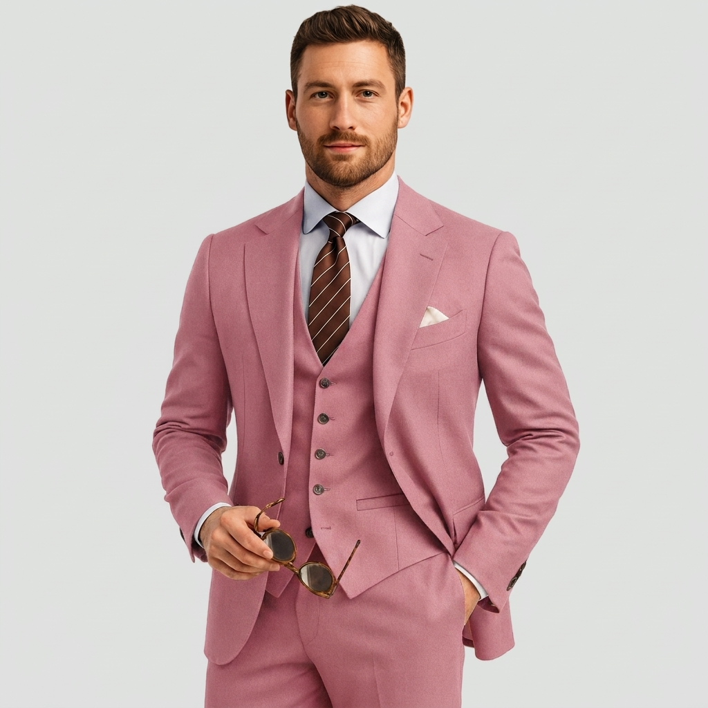 Traje de Tres Piezas Slim Fit Blazer Chaleco