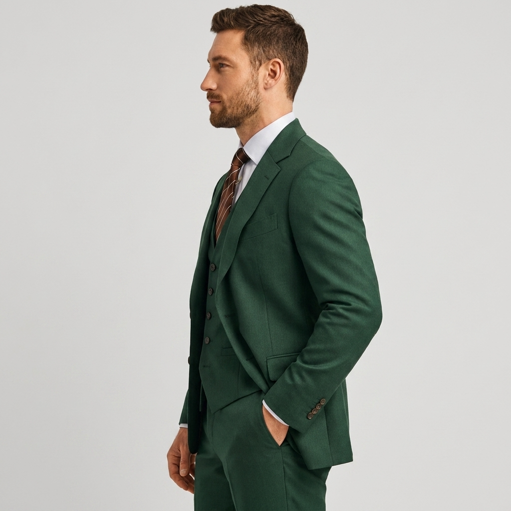 Traje de Tres Piezas Slim Fit Blazer Chaleco