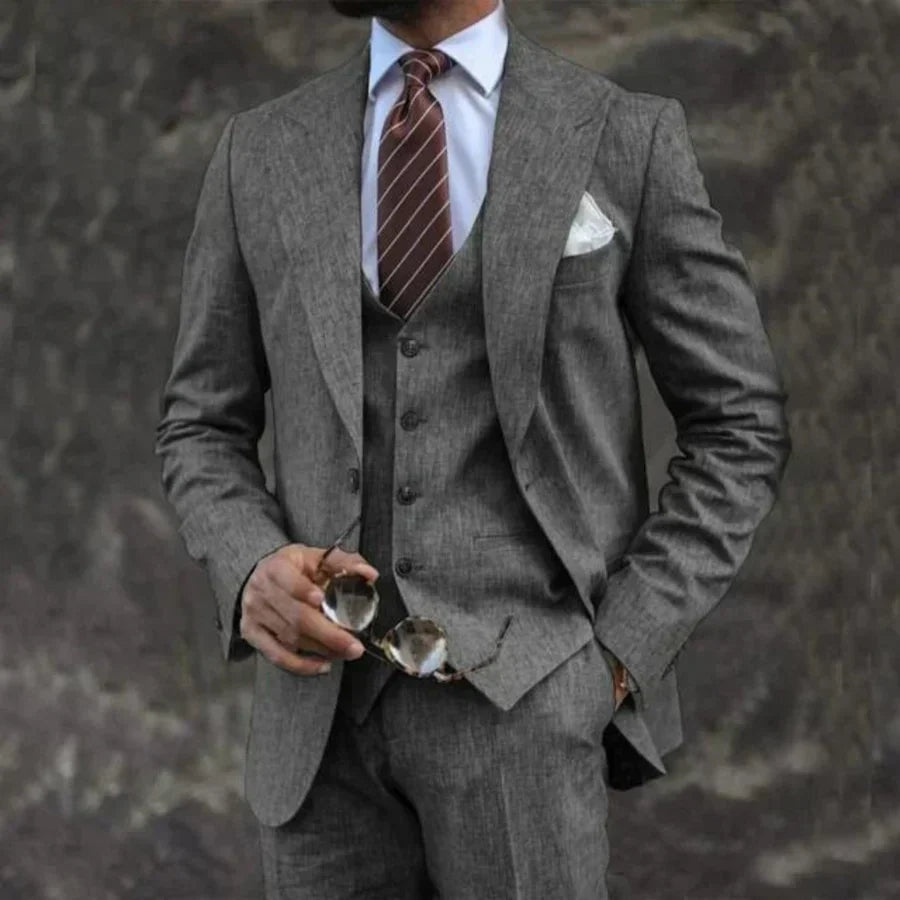 Traje de Tres Piezas Slim Fit Blazer Chaleco