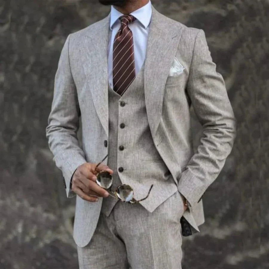 Traje de Tres Piezas Slim Fit Blazer Chaleco