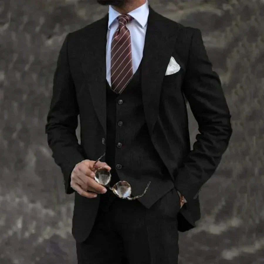 Traje de Tres Piezas Slim Fit Blazer Chaleco