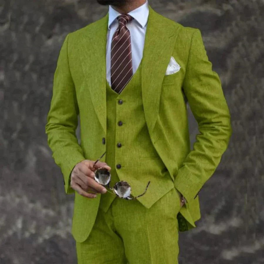 Traje de Tres Piezas Slim Fit Blazer Chaleco